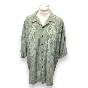 Jamaica Jaxx Mens Silk Hawaiian Camp Shirt, Green, size XXL